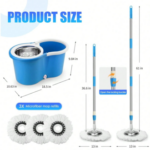 Spin Mop – Easy Spin Magical Mop Set (Steel Bucket) 360° Microfiber Mop Head Home Cleaning Tool - Image 2