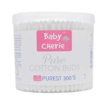 Baby Cherie Baby Cotton Buds 300’s – Soft Cotton Swabs for Baby Care & Hygiene (PP Jar)