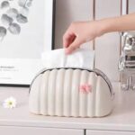 Light Luxury Cloud Shape Tissue Box Holder – Irregular Shell Design Spring Paper Dispenser for Home & Living Room