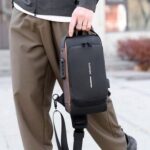 Men’s Anti-Theft Waterproof Nylon Chest Bag with USB Port – Crossbody Sling Bag with Stylish Letter Design - Image 3