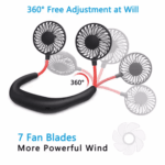 2500mAh Wearable Neck Fan – USB Rechargeable Portable Air Cooling Fan | Hands-Free Mini Personal Cooling Device - Image 6