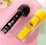600ml Outdoor Water Bottle with Built-In Pill Organizer – Leak-Proof Portable Medicine & Drinking Bottle