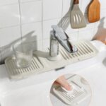 Kitchen Silicone Sink Faucet Splash Pad – Water Splash Catcher Mat | Countertop Protector & Drainage Drying Pad