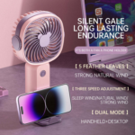 3-Speed USB Rechargeable Mini Portable Fan with Phone Holder – Fast Charging Handheld Cooling Fan - Image 9