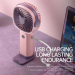 3-Speed USB Rechargeable Mini Portable Fan with Phone Holder – Fast Charging Handheld Cooling Fan - Image 8