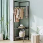 Attachable Corner Pole Rack – Multi-Layer Adjustable Telescopic Storage Organizer Shelf