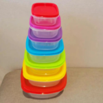 7Pcs Rectangular Food Storage Bowl Plastic with Lids Freshing Box Rainbow Food Preservation Food Sealed Box Refrigerator Storage - Image 8