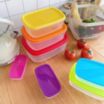 7Pcs Rectangular Food Storage Bowl Plastic with Lids Freshing Box Rainbow Food Preservation Food Sealed Box Refrigerator Storage - Image 3