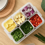Refrigerator Food Drain Fresh-Keeping Storage Box for Ginger Garlic Onion Pepper Fruits & Vegetables