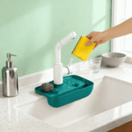 Household Silicone Sink Drain Rack – Faucet Splash Proof Water Collecting Pad & Kitchen Storage Organizer