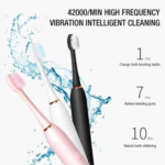 USB Rechargeable Ultrasonic Sonic Electric Toothbrush with 4 Brush Heads – 6 Cleaning Modes, 2-Minute Smart Timer & IPX7 Waterproof - Image 3