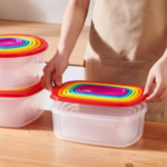 7Pcs Rectangular Food Storage Bowl Plastic with Lids Freshing Box Rainbow Food Preservation Food Sealed Box Refrigerator Storage - Image 2