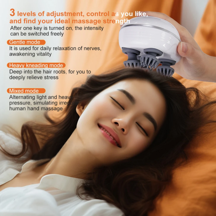 Smart Heated Scalp Massager Electric Waterproof Hair Growth Head Massage Brush Stress Relief Kneading Scratcher - Image 3
