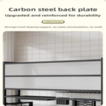 Dish Rack with Utensil Holder – Dustproof Carbon Steel Kitchen Organizer for Plates, Bowls & Cutting Boards - Image 6