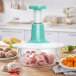 1.5L Manual Vegetable Mincer & Press-Type Food Chopper – Garlic & Meat Grinder, Whisk & Stirrer Kitchen Mini Processor