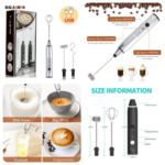 Electric coffee beater - 2 in 1 high quality electric coffee beater and grinder rechargeable - electric coffee beater Milk Frothier & Former, Egg Beater, Cake Beater, Portable Hand Beater and mixer and USB connected and easily rechargeable - Image 8