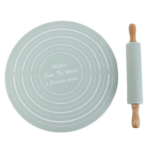 Silicone Non-Stick Dough Baking Mat & Rolling Pin Set – Food Grade Non-Slip Pastry Mat with Belan for Pizza & Baking