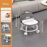 Versatile Acrylic Oval Stool Chair with Backrest – 360° Rotating Adjustable Seat with Wheels | Mobile Sliding Casters Stool for Home & Salon - Image 5