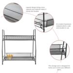 2 Tier Foldable Metal Spice Rack Kitchen and Bathroom Organizer, Storage Shelf for Jars, Condiments, Toiletries, and Cosmetics - Image 7