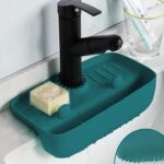 Faucet Drain Mat Rectangular – Self-Draining Soap Dish & Drying Basket for Kitchen & Bathroom Countertop