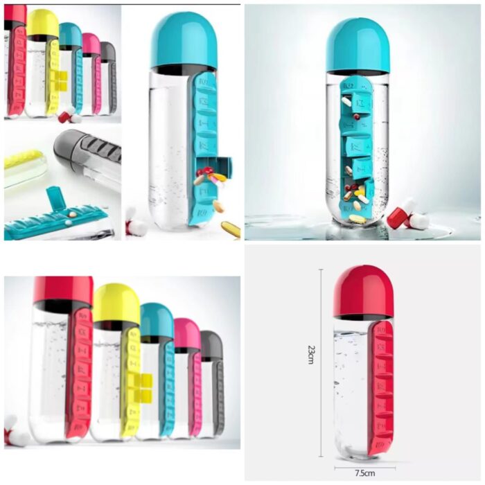 600ml Outdoor Water Bottle with Built-In Pill Organizer – Leak-Proof Portable Medicine & Drinking Bottle - Image 8