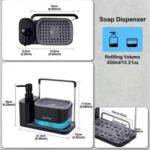 Multi-Functional Kitchen Soap Dispenser with Sponge Holder Dual Soap Pump Dishcloth Storage Tray - Image 4