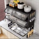 Dish Rack with Utensil Holder – Dustproof Carbon Steel Kitchen Organizer for Plates, Bowls & Cutting Boards - Image 2