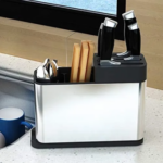 Stainless Steel Kitchen Utensil Holder with Detachable Knife Block – Multifunctional Large Kitchen Organizer (Silver) - Image 3