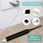 USB Rechargeable Ultrasonic Sonic Electric Toothbrush with 4 Brush Heads – 6 Cleaning Modes, 2-Minute Smart Timer & IPX7 Waterproof - Image 6