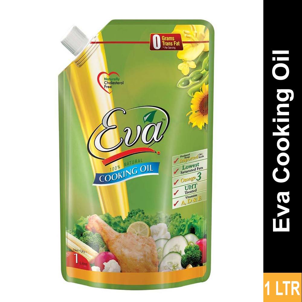 grocerapp-eva-cooking-oil-stand-up-61a1cf0a56c2b-2.jpeg Eva Cooking Oil 1 Liter Standing Pouch – Premium Quality Oil for Daily Cooking Use - Image 1