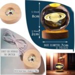 GullPlaza.pk 3D Crystal Ball Galaxy Night Light – LED Moon, Saturn & Solar System Lamp with Wooden Base | 5CM Bedside Decorative Lamp - Image 4