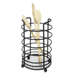 Black Metal Cutlery Holder Kitchen Utensil Organizer Spoon Fork Knife Storage Stand Countertop Basket Durable Rack - Image 5