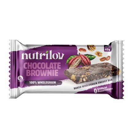 Nutrilov Chocolate Brownie Granola Bar 45g – Healthy Oats Snack with Chocolate Flavor, High Fiber Energy Bar