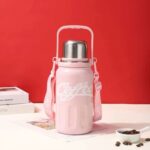 Ceffoo 800ml Stainless Steel Vacuum Flask – Insulated Coffee & Water Bottle with Handle & Strap, 6-12 Hour Temperature Retention (Pink/Red/White) - Image 8