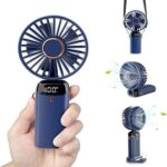 4-in-1 Portable Foldable Desk Fan - 5-Speed USB Rechargeable Neck Hanging Fan & Phone Stand with Digital LED Display Screen for Outdoor, Home & Travel - Image 8