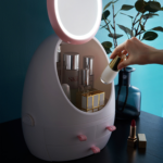LED Makeup Mirror Desktop Organizer Cosmetic & Jewelry Storage Box with Skincare Organizer - Image 11