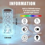 GullPlaza.pk Modern LED Crystal Table Lamp – 16 Color RGB USB Rechargeable Dimmable Night Light with Remote Control - Image 4