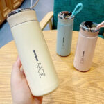 NICE Stainless Steel Thermal Vacuum Flask - 400ml Portable Water Bottle with Carrying Loop for Office, School & Travel - Leakproof Insulated Hot & Cold Thermos