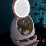 LED Makeup Mirror Desktop Organizer Cosmetic & Jewelry Storage Box with Skincare Organizer - Image 7