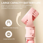 Portable Water Mist Fan Mini Handheld USB Rechargeable Fan – 4 Speed Personal Cooling Neck Hanging Spray Fan - Image 7