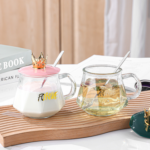 Luxury Golden Crown Glass Mug with Handle & Stainless Steel Spoon – Elegant Tea, Coffee, Chocolate & Juice Drinking Cup - Image 3