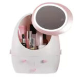 LED Makeup Mirror Desktop Organizer Cosmetic & Jewelry Storage Box with Skincare Organizer