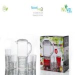 Acrylic Unbreakable Jug Set with 6 Glasses – Premium Acrylic Water & Juice Serving Set with Elegant Leaves Cut Design