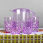 Acrylic Unbreakable Jug Set with 6 Glasses – Premium Acrylic Water & Juice Serving Set with Elegant Leaves Cut Design - Image 3