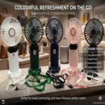 4-in-1 Portable Foldable Desk Fan - 5-Speed USB Rechargeable Neck Hanging Fan & Phone Stand with Digital LED Display Screen for Outdoor, Home & Travel - Image 4