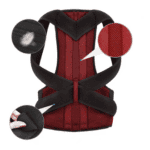 Ergonomic back support brace with breathable fabric and adjustable straps.