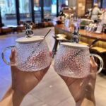 Heat-Resistant Diamond Glass Mug with Cute Rabbit Lid & Spoon – Elegant Crystal Tea & Coffee Cup for Home, Office, and Gifting