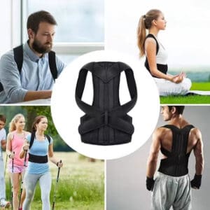 Adjustable posture corrector for men and women with breathable support belts.