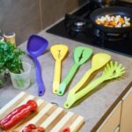 5-Pcs Colorful Silicone Kitchen Spoon Set – Heat Resistant & Non-Stick Cooking Utensils