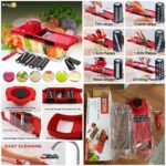 gullplaza.pk Multi-Functional Vegetable Cutter & Slicer Set with Container & 6 Interchangeable Stainless Steel Blades - Manual Mandoline Slicer, Fruit Grater & Peeler Kit - Image 2